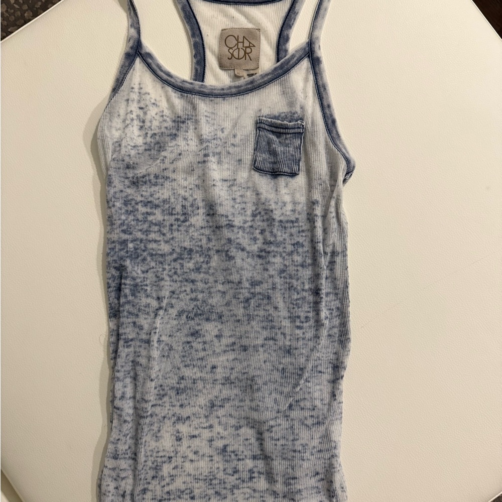 Chaser Blue and White Tank Top
